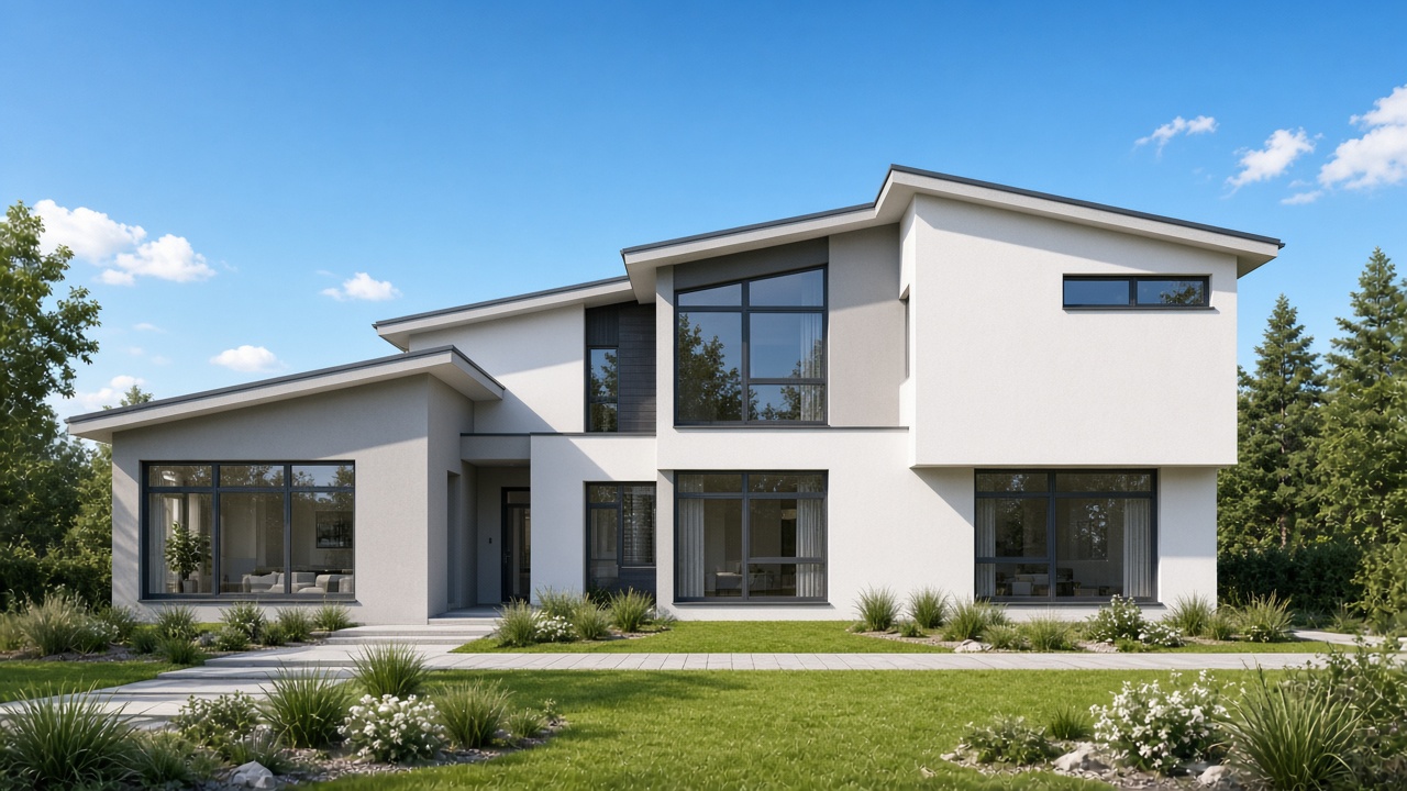 Modernes Einfamilienhaus mit versetztem Pultdach